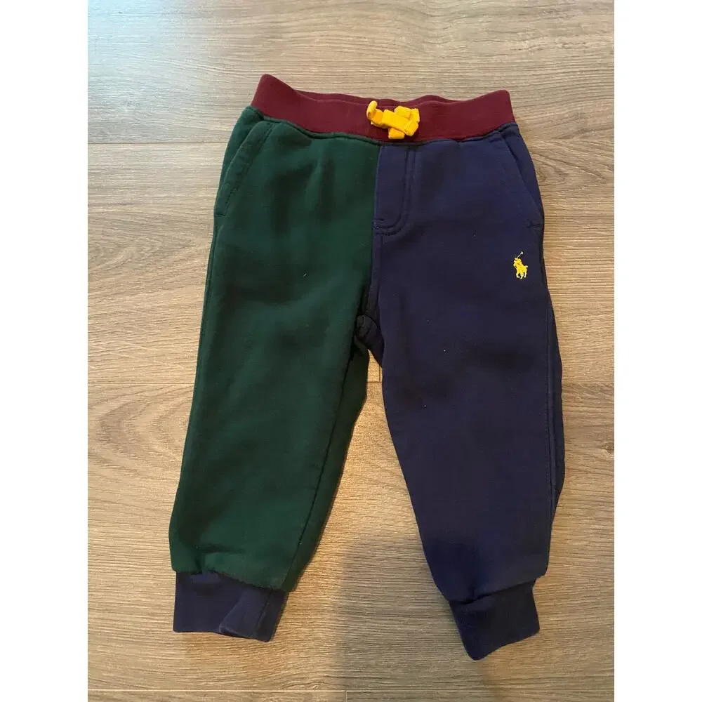 Ralph Lauren Colorblocked Red Green Blue Sweat Set Polo Bear Set Baby 12 Month